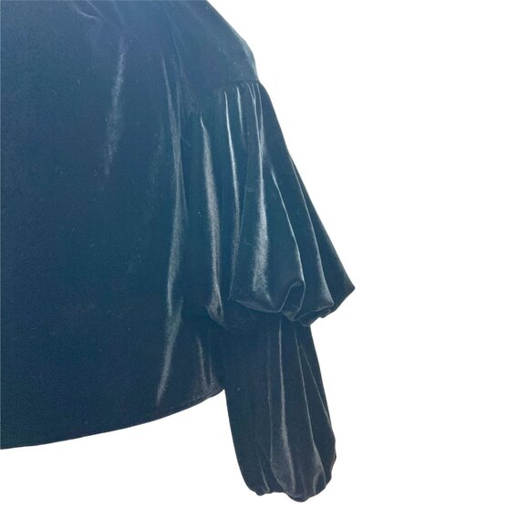Petersyn Womens XS Black Velvet Long Balloon Sleeve Off Shoulder Top - Picture 3 of 8